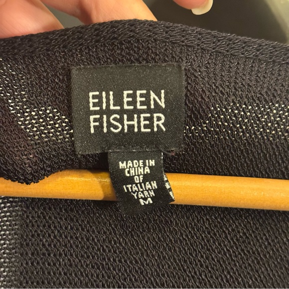 Eileen Fisher Black Long Sleeve Open Front Stretch Cardigan Size M - Picture 2 of 3